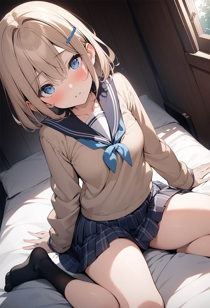 女孩子, AI 画作, 女高中生, 大腿, miniskirt, 大腿玩一年