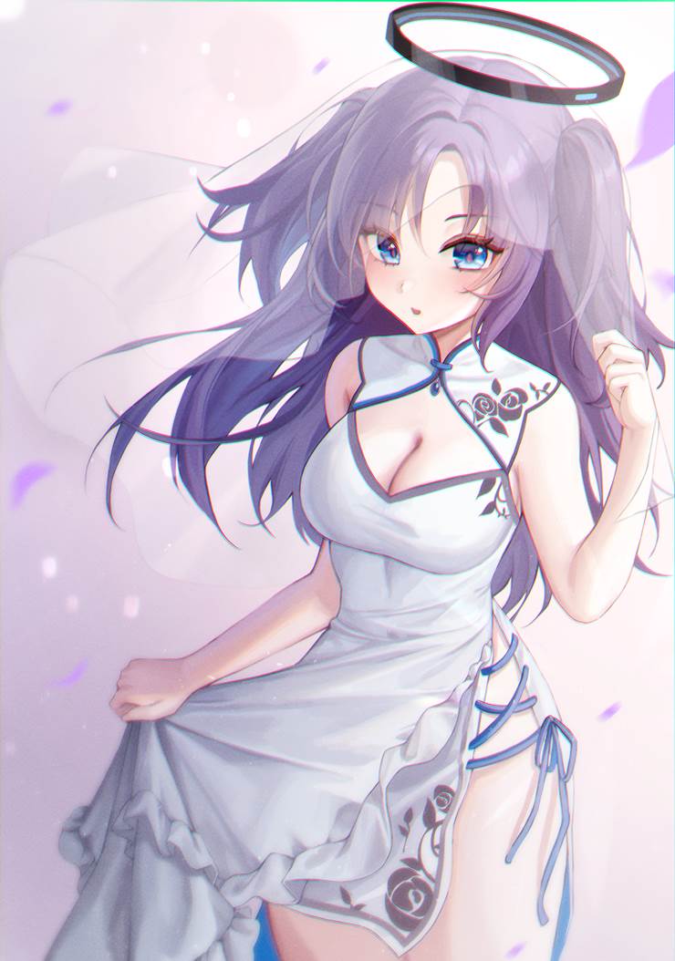 碧蓝档案, Hayase Yuuka, 女孩子, Yuuka, 插画, 旗袍, 婚纱