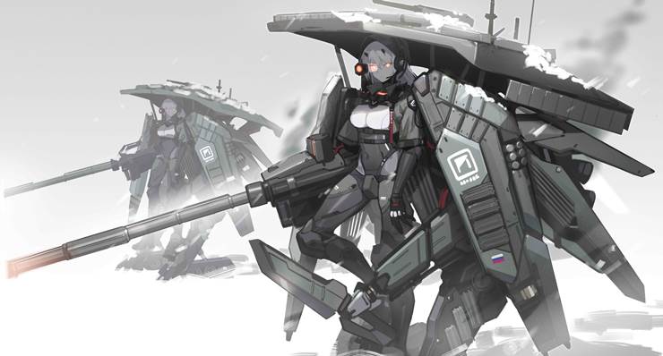 original works, 机器, 机娘, 白发, 机械少女, 兵器拟人