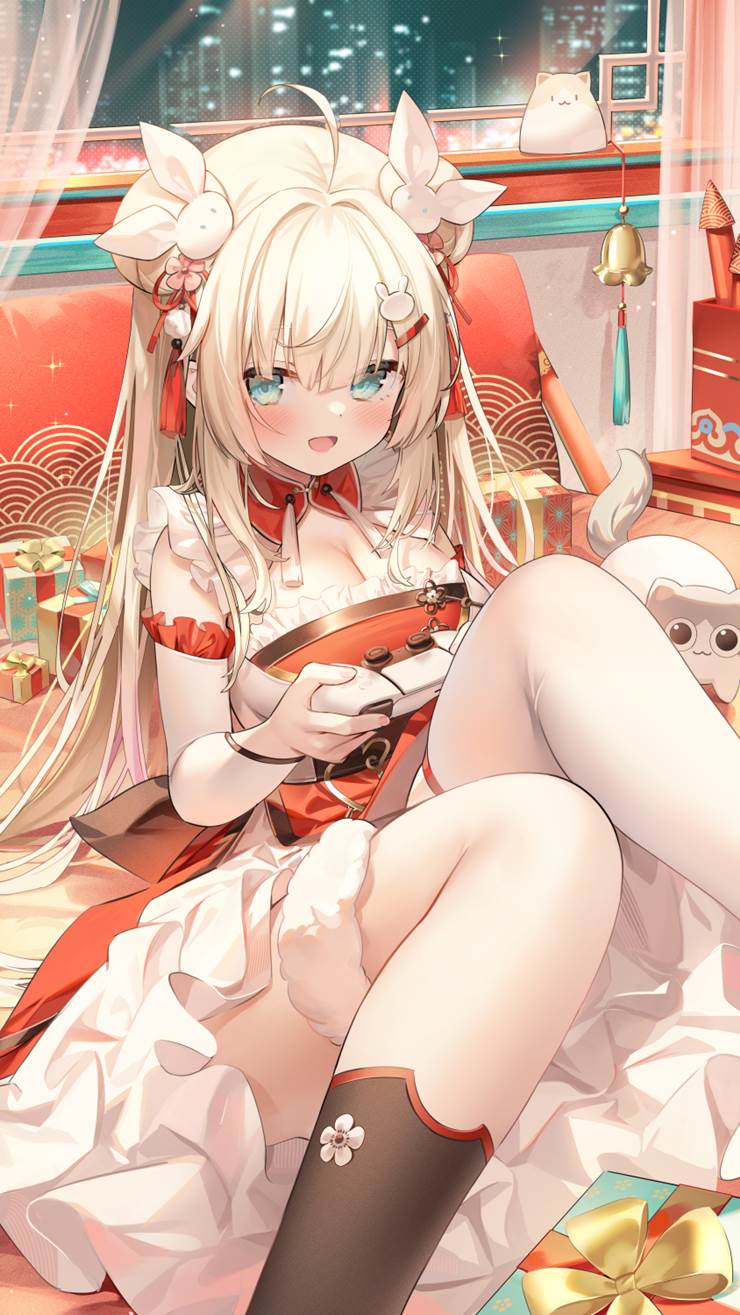 long white hair, thighs, girl