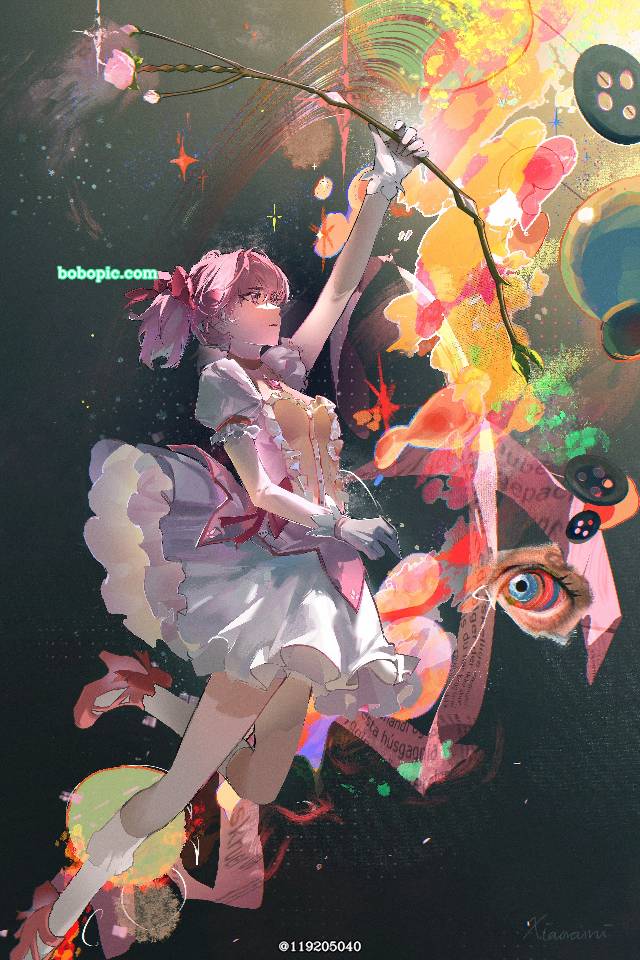 一张鹿目圆,Madoka,魔法少女小圆,小女孩绘画图片