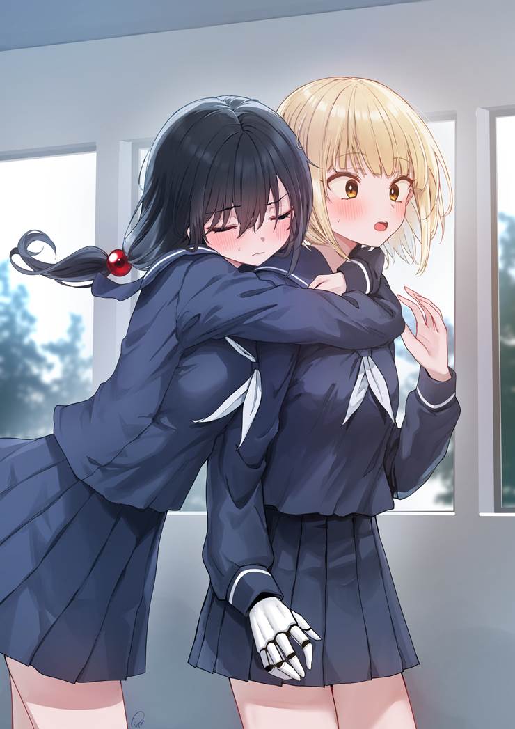 女高中生, yuri, 水手服, 黑色水手服, artificial arm, 原创1000users加入书籤, 百合1000收藏