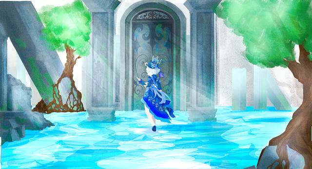 background, 奇幻, Genshin Impact, 芙宁娜, water surface