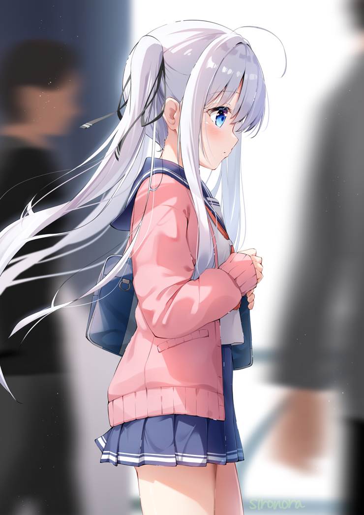 original, loli, silver hair, twin ponytails, sailor uniform, original 1000+ bookmarks