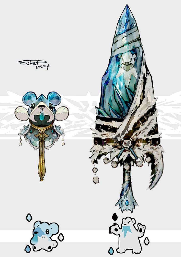 Cubchoo, Beartic, large sword, Pokémon, pocket monsters, Ice Type