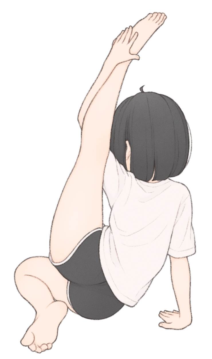 original, OC, girl, bob haircut, barefoot, short pants, bare soles, original 1000+ bookmarks