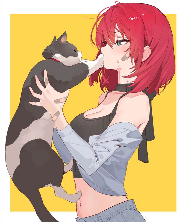 原创5000users加入书籤,小女孩,猫,猫和女孩,赤发ボブ图片