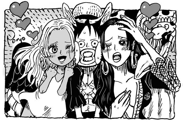 ONE PIECE, 路飞, hancock, 瑟拉芬, hand-drawn, One Piece 1000+ bookmarks