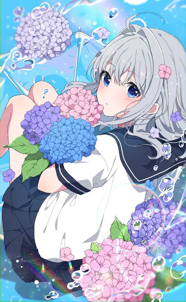 ら*な様 手描きイラスト原画【紫陽花娘】 ら*な様 手描きイラスト原画【紫陽花娘】 （ちぎり絵 あじさい