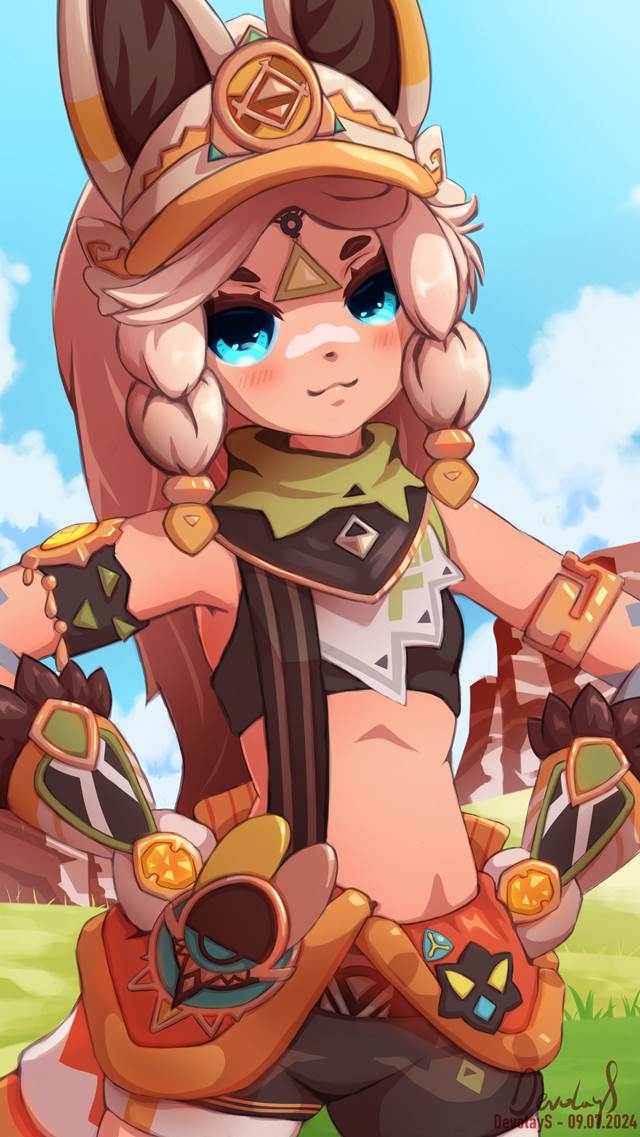 游戏《原神》卡齐娜Pixiv高清美图，纳茨卡延的年轻勇士