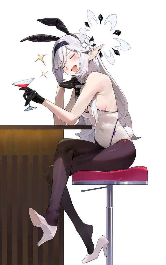 Blue Archive, Himari Akeboshi, bunny girl, breasts, elf ears, crossed legs