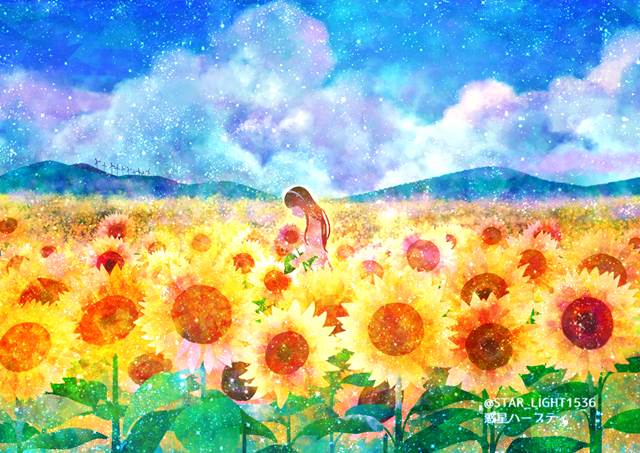 向日葵, 女孩子, sunflower field, 风景, 夏日天空