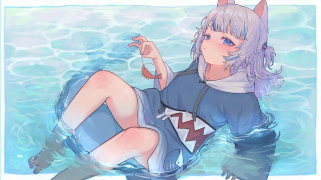 虚拟主播, 噶呜·古拉, Hololive 英语, Virtual Youtuber 100+ bookmarks, 兽耳, feet in water