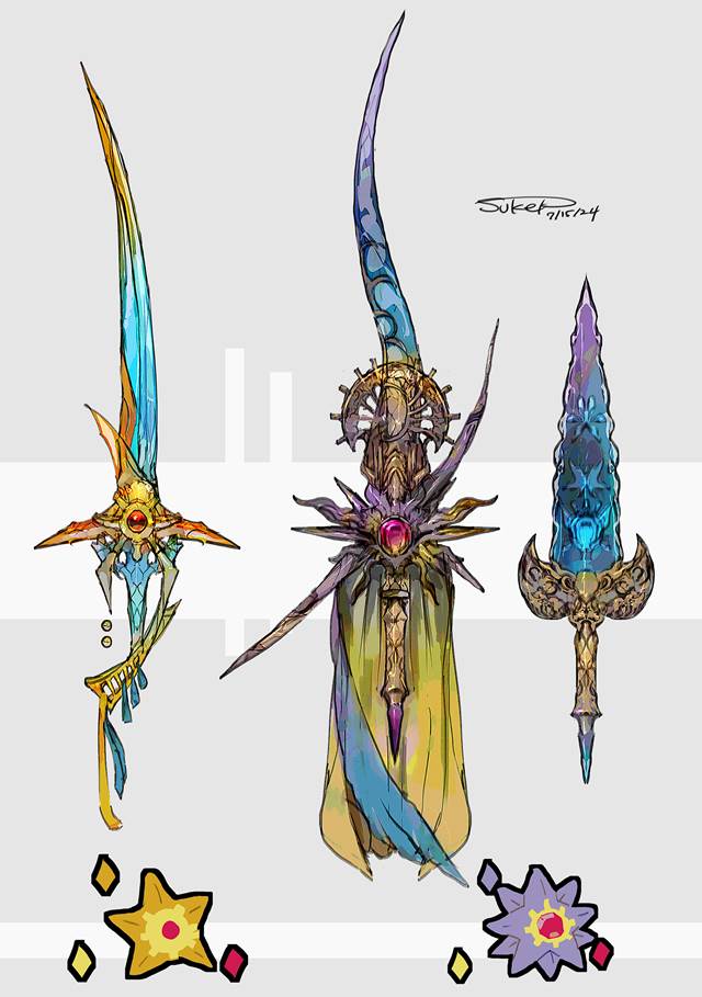 Staryu, Starmie, dual swords, Pokémon, pocket monsters, Water-type