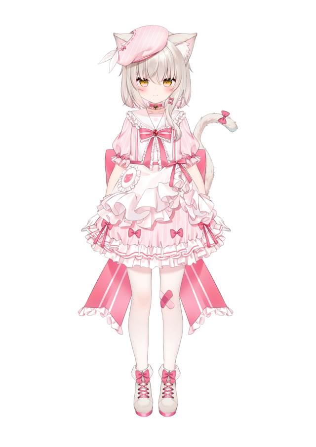 white tights, cat ears, belly, standing picture
