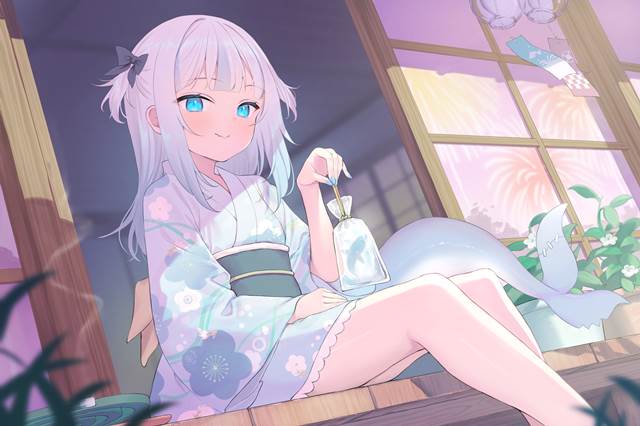 噶呜·古拉, Hololive, 虚拟主播, yukata, Virtual YouTuber 1000+ bookmarks