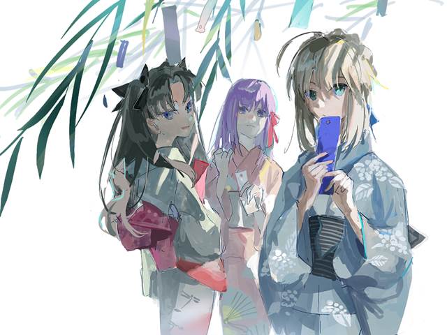 远坂凛, 阿尔托利亚·潘德拉贡, 间桐樱, tanabata, yukata