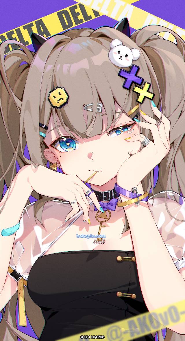 一张小女孩,双马尾绘画图片