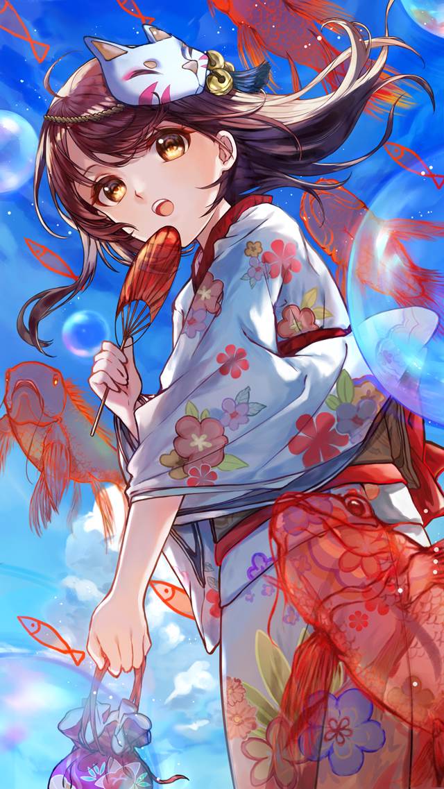女孩子, 和服, yukata, koi, transparency