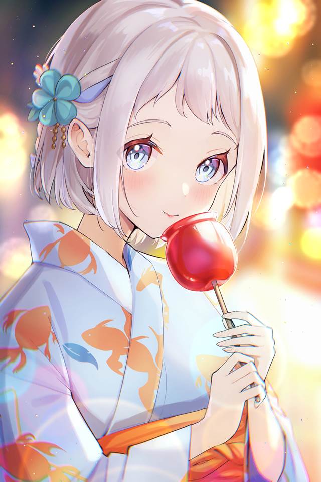 Gakuen IDOLM@STER, 偶像大师, Lilja Katsuragi, kimono, bob cut, yukata, 偶像大师1000users加入书籤