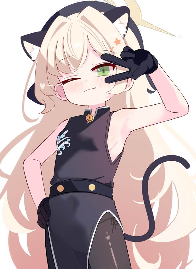 碧蓝档案, 萝莉, 旗袍, 腋下, cat ears