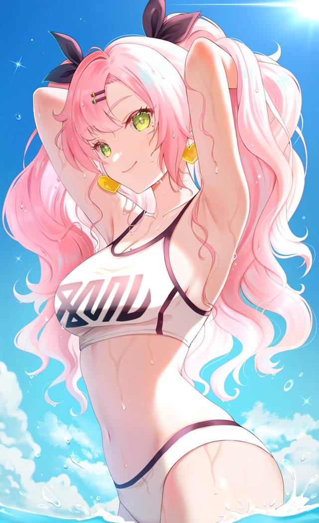 Nico Demara, Zenless Zone Zero, swimsuit, Zenless Zone Zero 1000+ Bookmarks, wet, pink hair