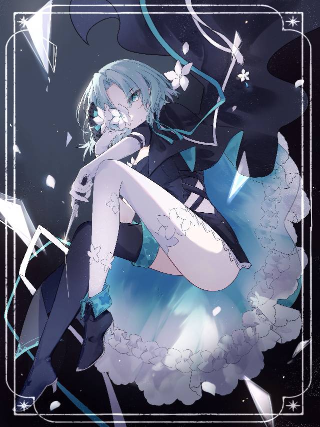 咲弥,arcaea,蓝色头发,Arcaea,大腿图片