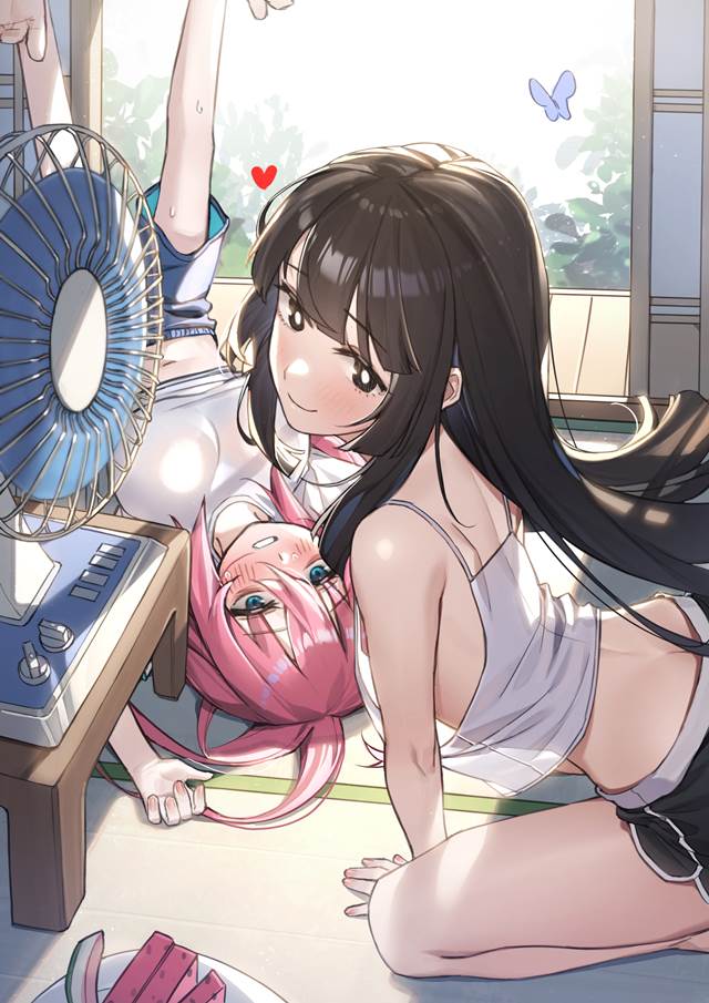 陆奥小麻吕, electric fan, sweat