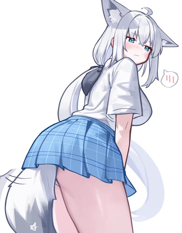 虚拟主播, Hololive, 白上吹雪, 白上吹雪同人, 尾巴, uniform, 尾巴, 大腿