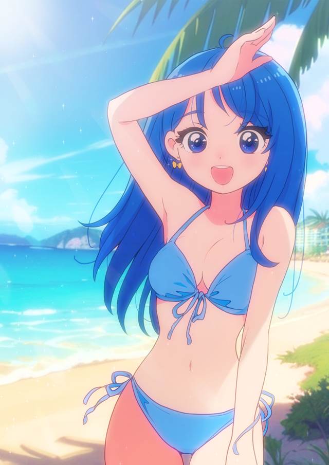 Spreading Sky! PreCure, 索拉·哈雷瓦塔尔, 二次创作, 泳装, 比基尼, sea, wearing a swimsuit, 肚脐, 成人化