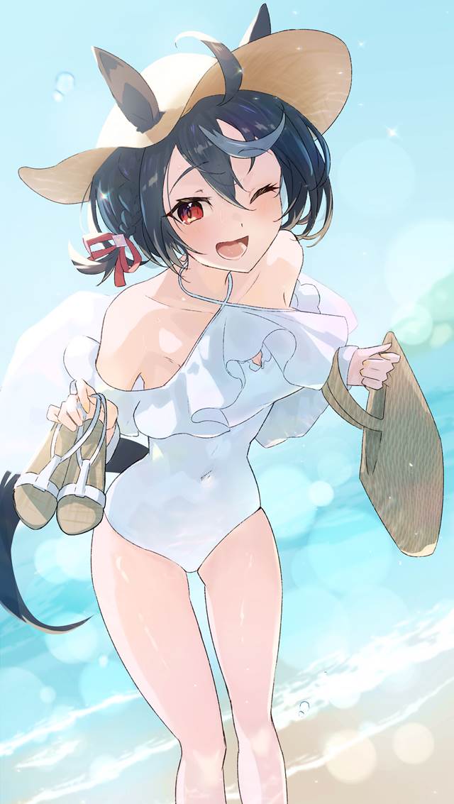 赛马娘Pretty Derby, 北部玄驹（赛马娘）, 露背泳装, 赛马娘Pretty Derby 1000收藏, one-piece swimsuit