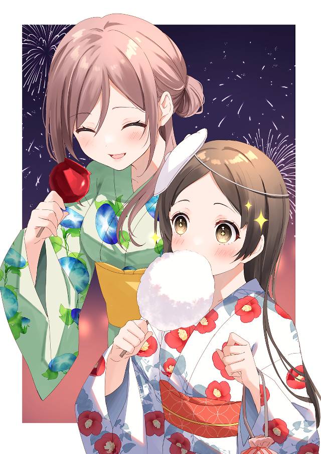 Rinami Himesaki, China Kuramoto, yukata, Gakuen IDOLM@STER, 偶像大师100收藏, yuri