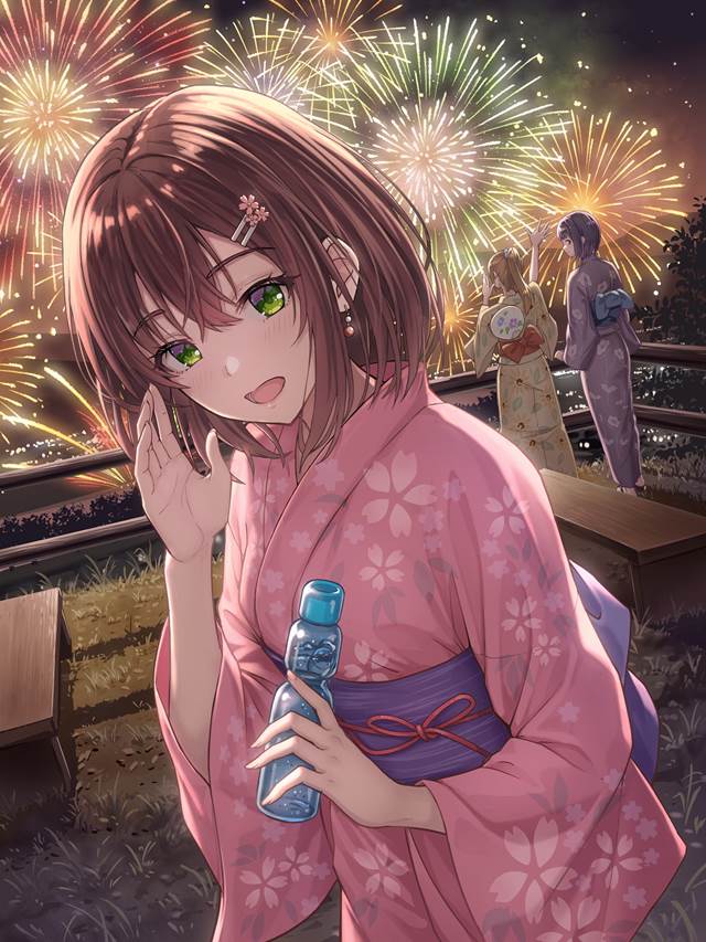 原创, 女孩子, yukata, 焰火, 波子汽水