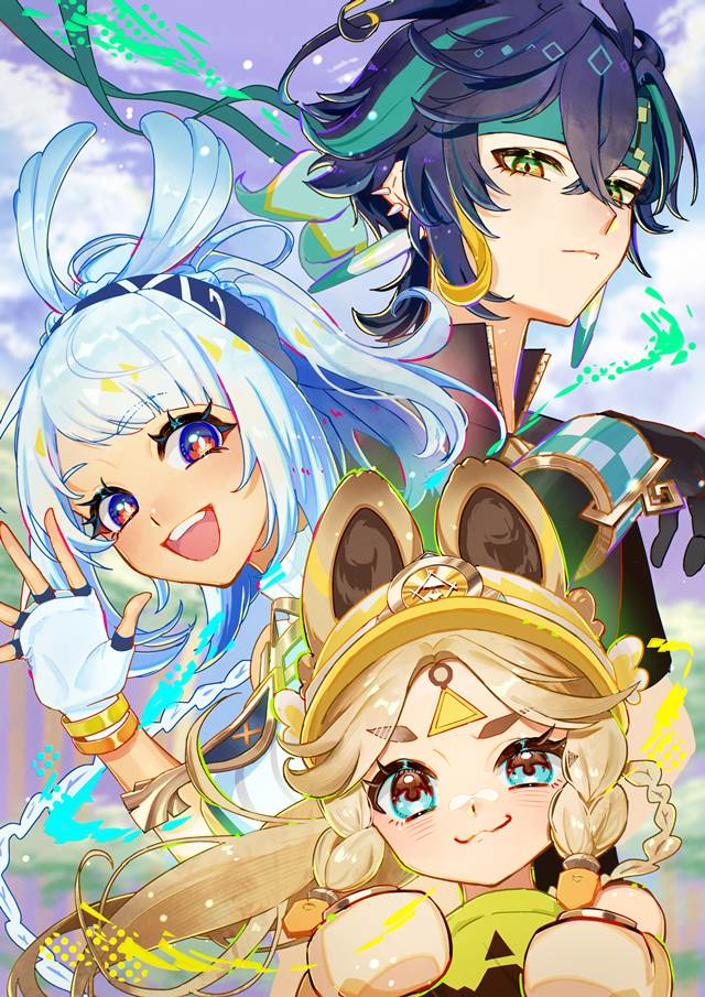 一张卡齐娜,纳塔,Natlan,玛拉妮,基尼奇,原神,女子绘画图片