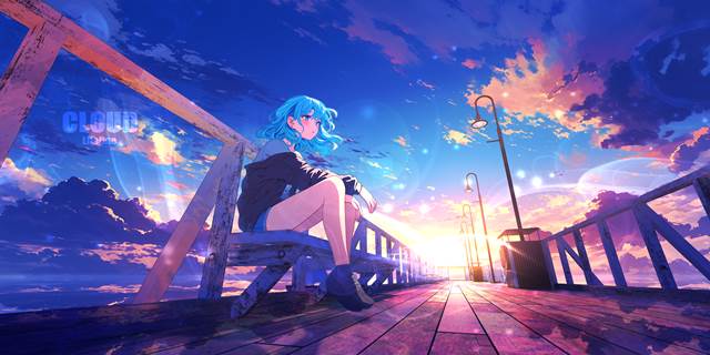 scenery, background, scenery, young girl, reflection pool, original 1000+ bookmarks