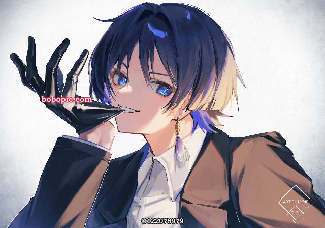 西装, Genshin Impact, wanderer, 手套, holding glove in mouth, 原神100收藏