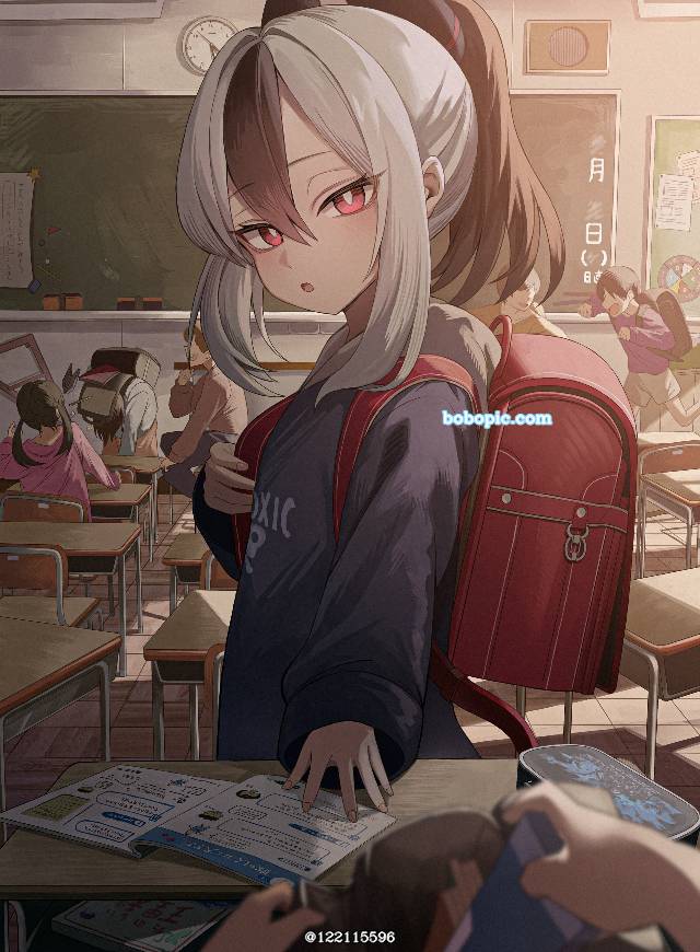 一张小学书包,蔚蓝档案,学校,小学生,鬼方佳代子绘画图片