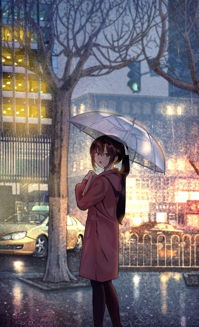 background, rain, 女孩子