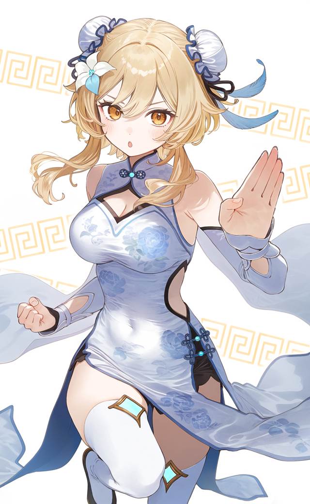 萤（原神）, firefly, Genshin Impact, 旗袍, young girl, AI 画作