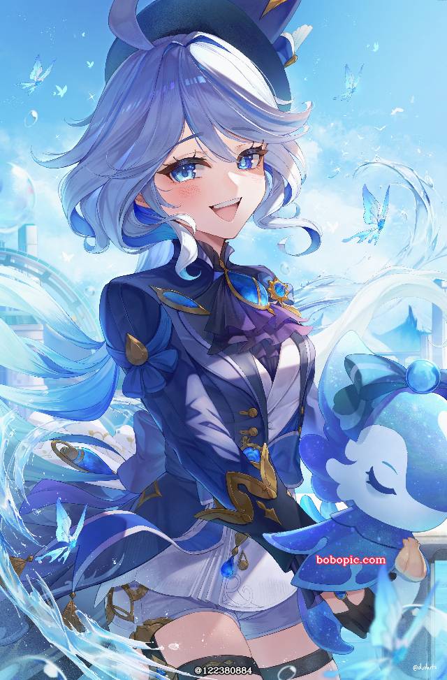 一张微笑,芙宁娜,原神,Furina,芙宁娜·德·枫丹绘画图片