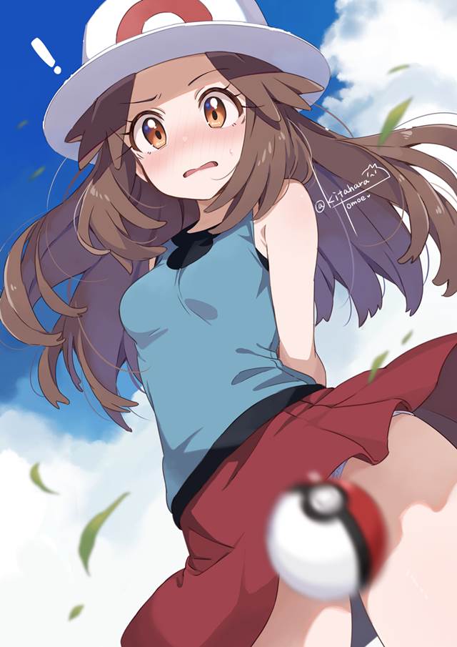 精灵宝可梦, 小叶（训练家）, Pokémon FireRed and LeafGreen, Poké Ball, 胖次, miniskirt, 大腿, skirt in the wind