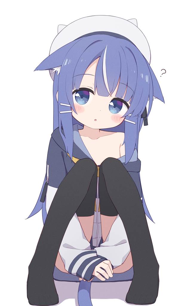 我家孩子, 兽耳, 兽耳, blue hair, 过膝袜