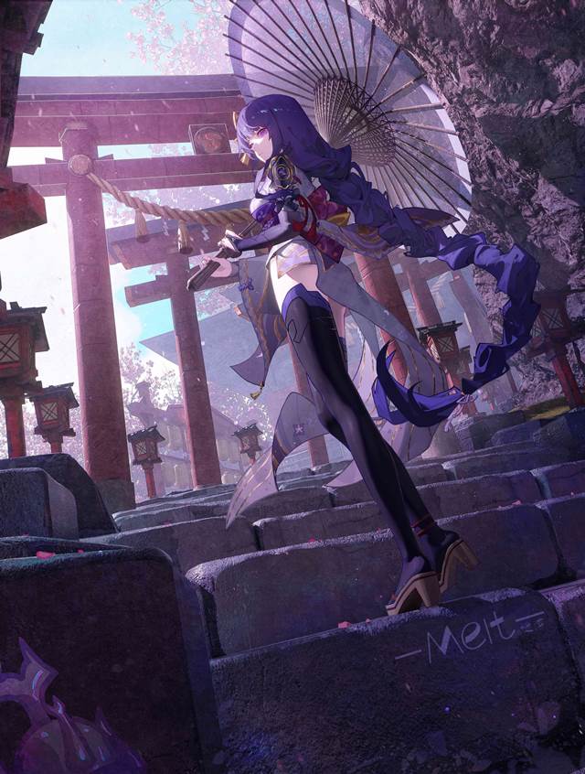 原神风景,小女孩,巴尔泽布,雷电将军,雷电影图片