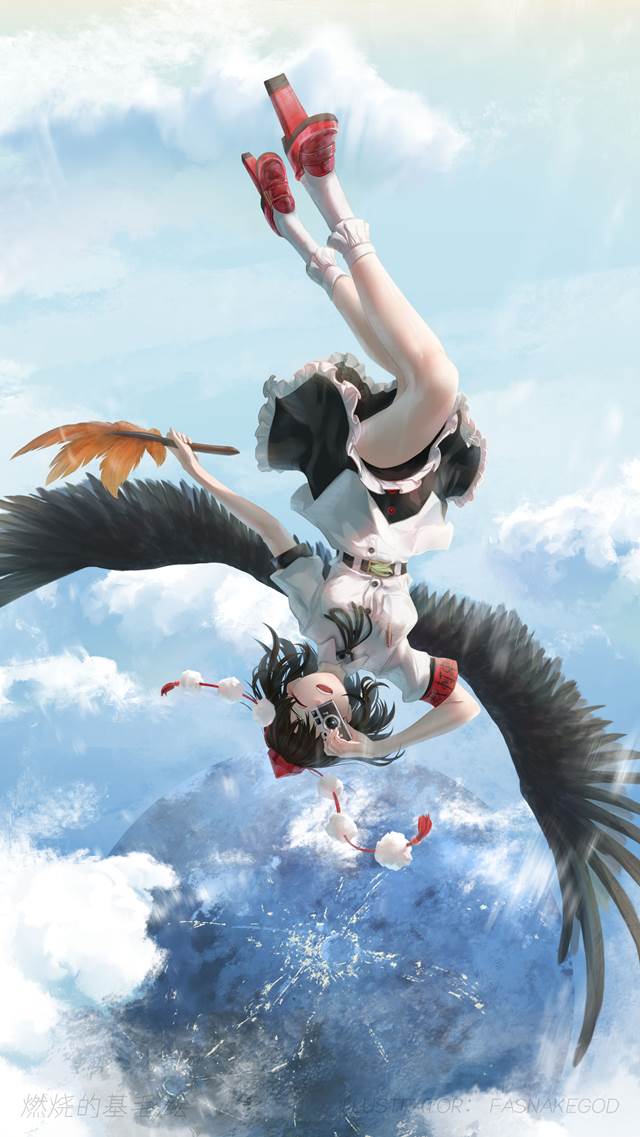 aya shameimaru, 东方, 东方Project, 风景, sky, moon