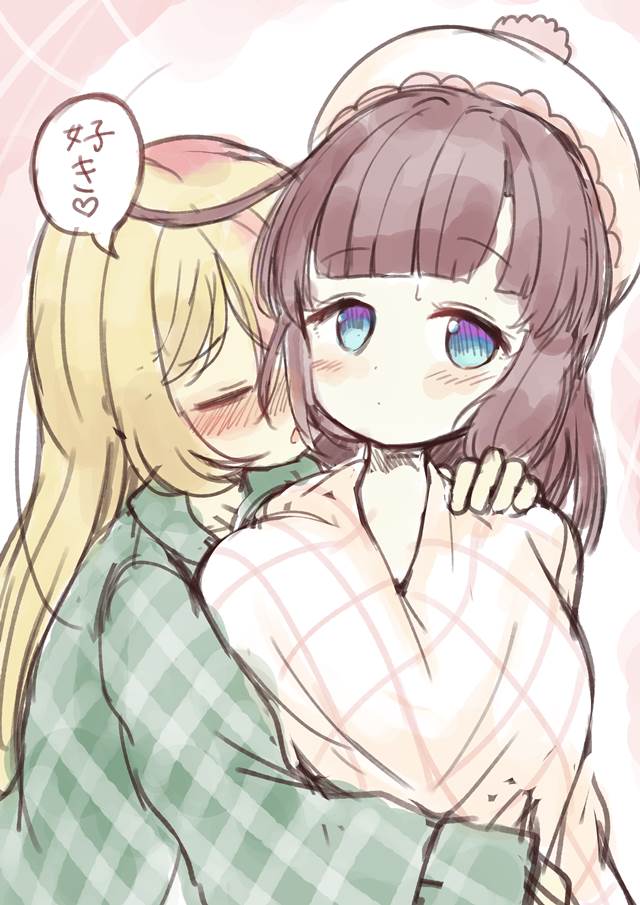 女孩子, 原创, yuri, large breasts, embarrassed face, love confession, 拥抱