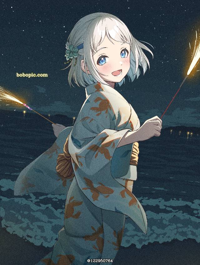 和服,学园偶像大师,浴衣,海,葛城莉莉娅图片
