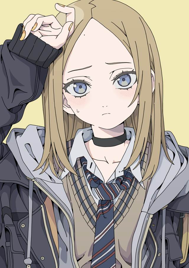 原创, 女孩子, uniform, forehead, yellow, 项圈