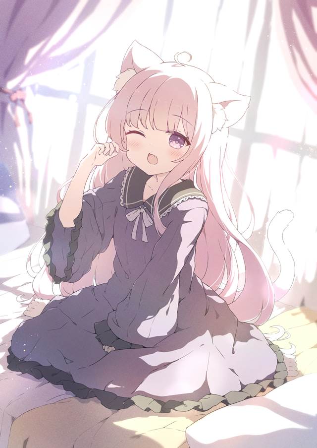 女孩子, cat ears, 水手连衣裙