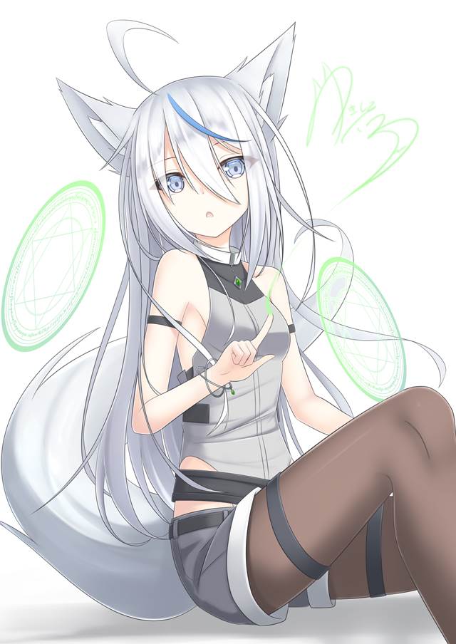 女孩子, 白发, 我家孩子, 尾巴, 兽耳, fox ears