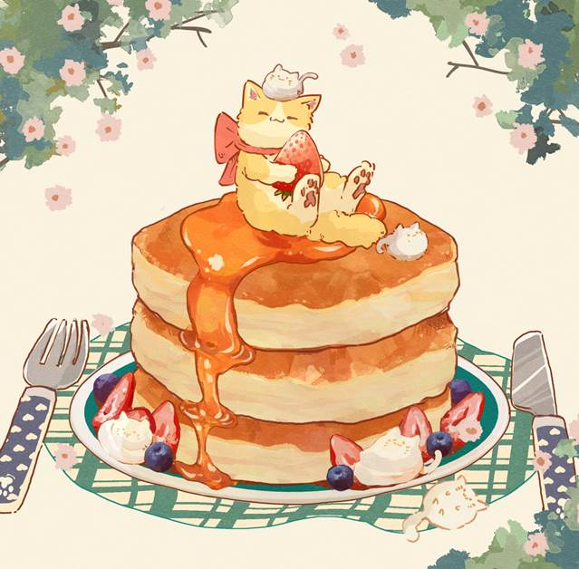 原创, cat, 猫, 食物, pancake